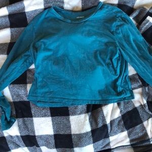 Ocean blue long sleeve shirt- Size large- cropped